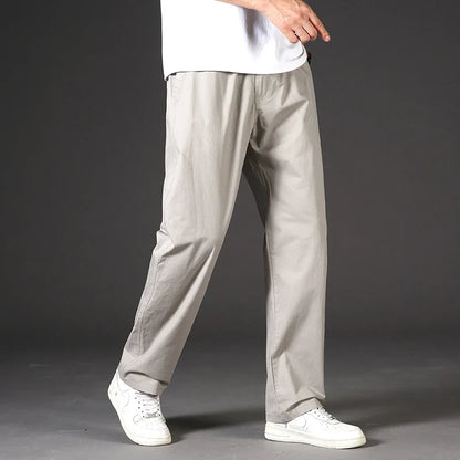 Men's 100% Cotton Cargo Pants Multi-pocket Elastic Waist Pants Big and Tall Mens Trousers Loose Fit Gym Sports Men's Pants