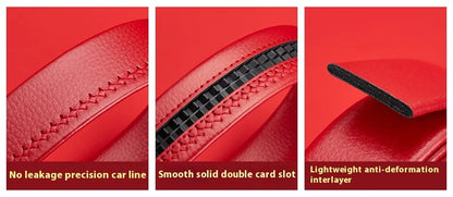 Men belt red leather belt automatic buckle adjustable belt in Europe and the United States personality trend pants belt