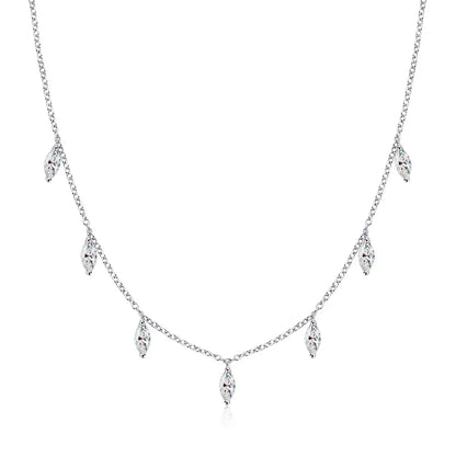 3*6mm 0.3ct Marquise Cut Moissanite Necklace with GRA s925 Sterling Silver Chain Dainty Stacking Necklaces for Women