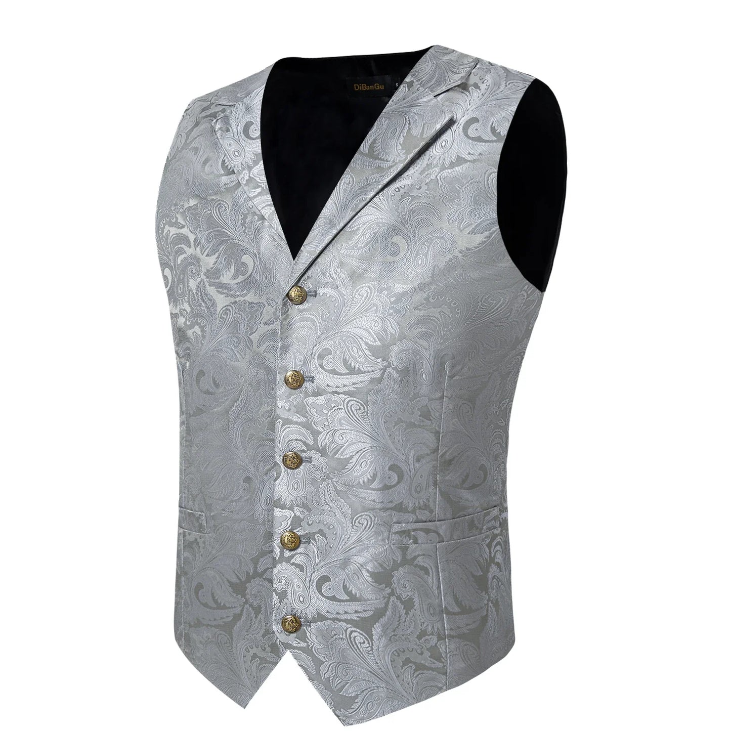 Men's Vest Tie Set Paisley Tuxedo Suit Waistcoat and Necktie Hankerchief Cufflinks for Wedding Party Groom Clothing