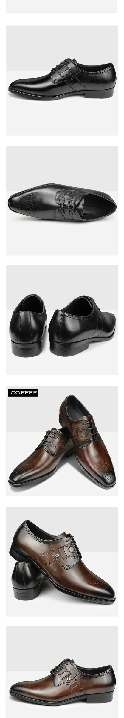 High Grade Men Derby Formal Leather Shoe Lace Up Brogue Dress Wear Male Wedding Shoe Social Office Genuine Cephalopod Shoes Gift