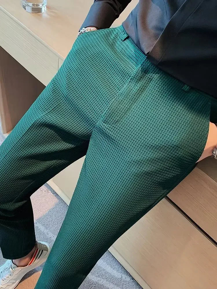 Spring Summer Men's Smart Casual Suit Pants Fashion Slim Fit Solid Color Youthful Vitality Suit Trousers Men Korean Dress Pants