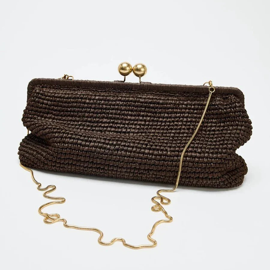 Fashion Kisslock Straw Bag Designer Clip Shell Woven Shoulder Crossbody Bags Handmade Summer Beach Bag for Holiday 2026