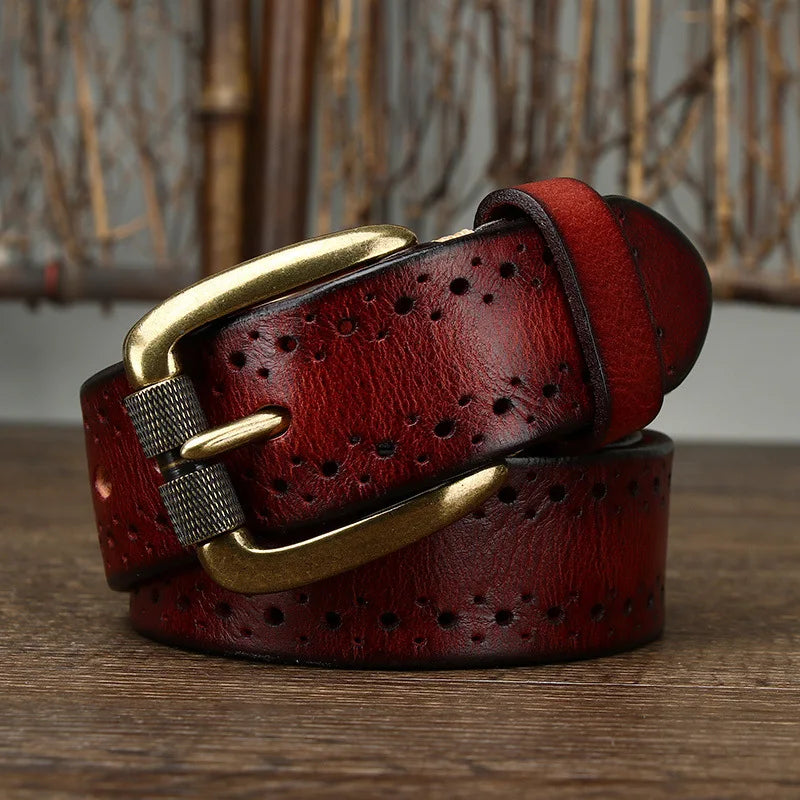 2024 Fashion Men's Belt  Genuine Leather Pure Cowhide Pin Buckle Vintage Belt for Trap Male Jeans for Man Luxury Designer
