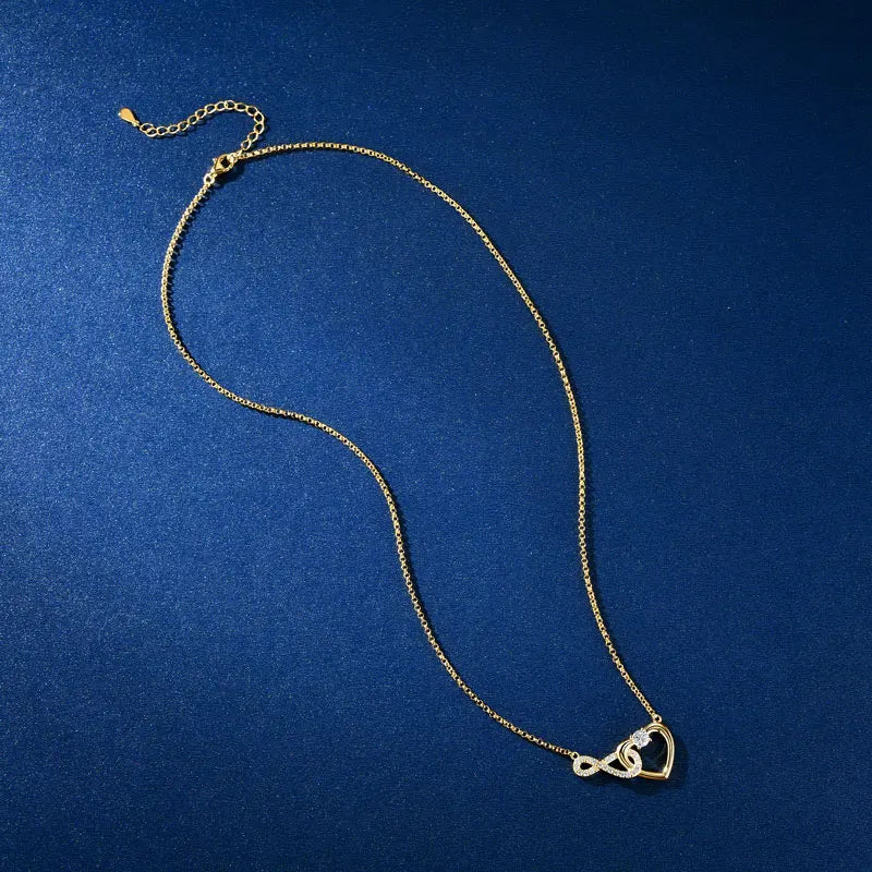 Certified 4mm&1.3mm VVS1 D Moissanite Necklace Collar Plata 925 Sterling Silver Infinity Heart Shaped Pendant Necklaces