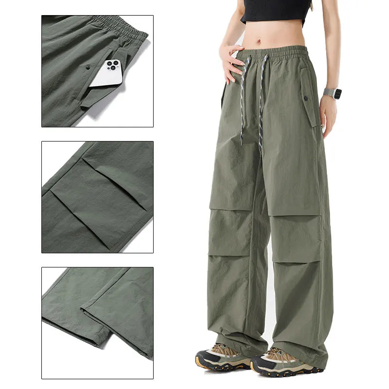 Summer Women Pant Outdoor Waterproof Hiking Pant Men Windproof Pant Adjustable Cuffs Cargo Trousers Lightweight Fishing Trousers