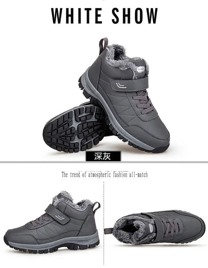 Winter Men Boots PU Leather Snow Boots Man Plush Warm Causal Shoe Waterproof Men Boots High Quality Male Sneakers Ankle Boots