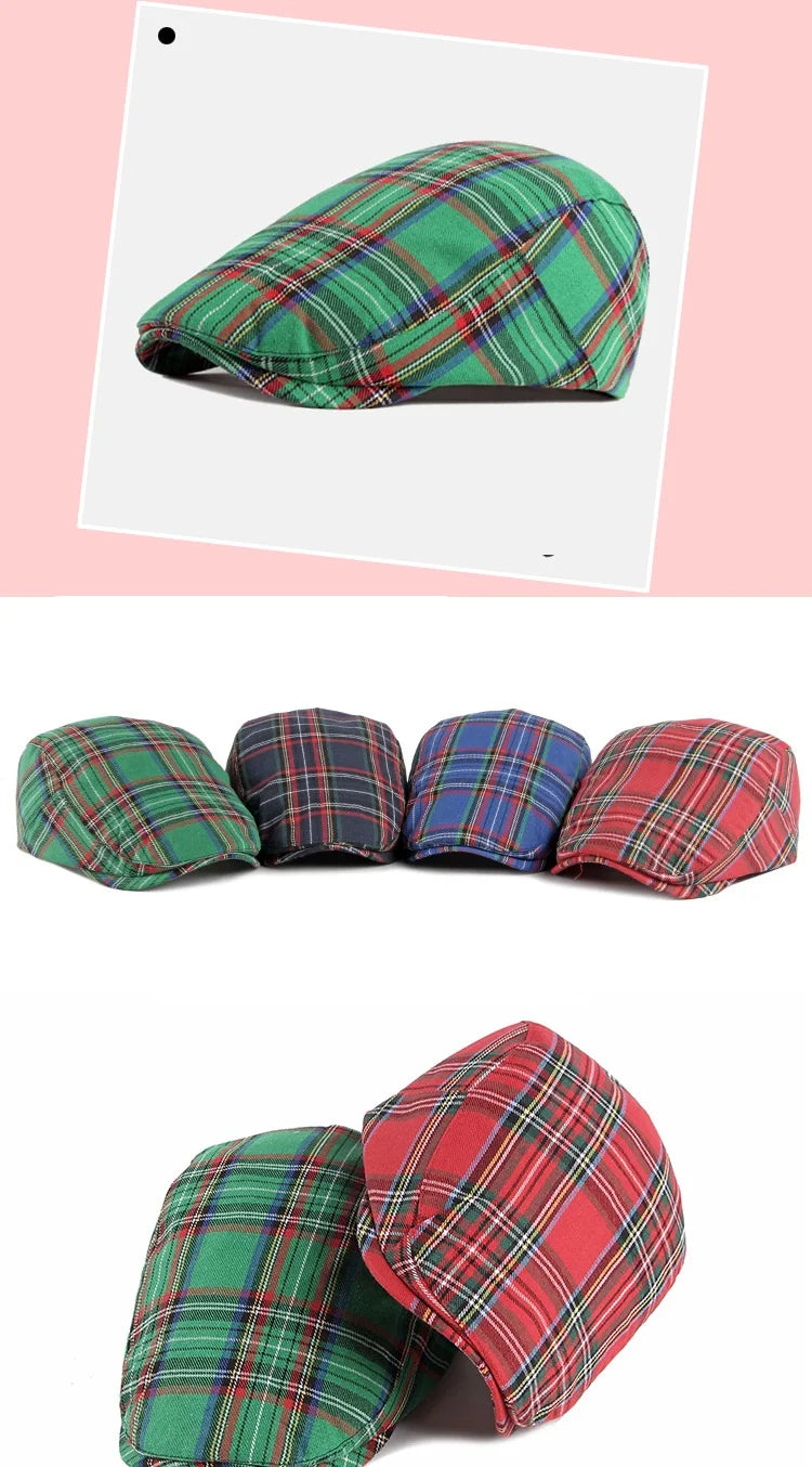 Colorful Plaid Forward-Caps for Men and Women Fashionable Baseball Caps Berets British Newsboy Hats Artist Hats