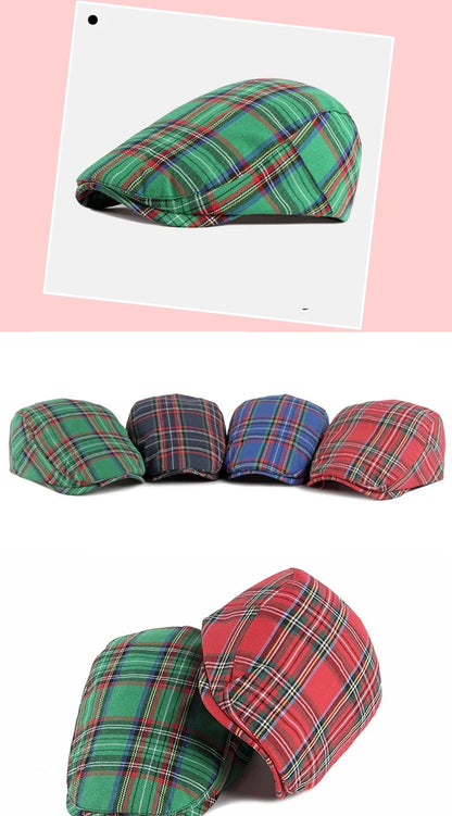 Colorful Plaid Forward-Caps for Men and Women Fashionable Baseball Caps Berets British Newsboy Hats Artist Hats
