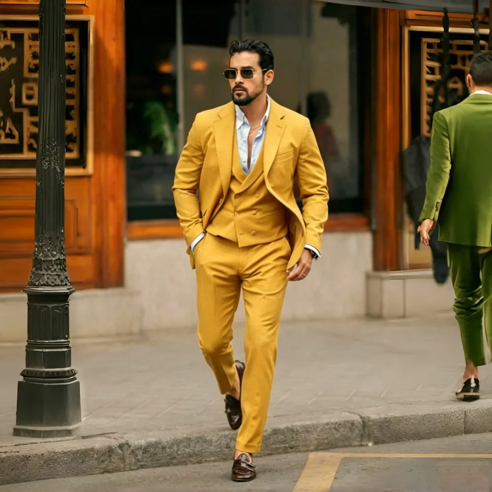 Sage Green Linen Men Suits 3 Pieces Prom Wedding Tuxedo Summer Slim Fit Groom Blazer Trousers Vest Set Formal Men Suit Set