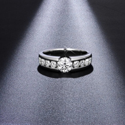 Full Moissanite Wedding Ring for Men 925 Sterling Silver with Gold Plated Eternity Band Man's Lab Diamond Party Rings