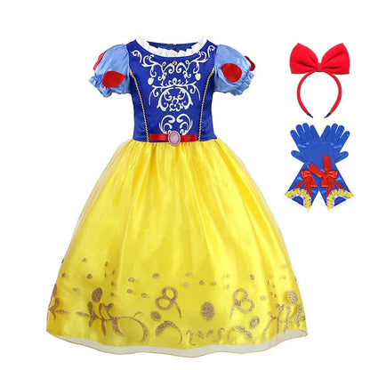 2025 Girls Disney Princess Dress Snow White With Cape Kids Cosplay Halloween Birthday Costumes Children Party Dress 10Y Clothes
