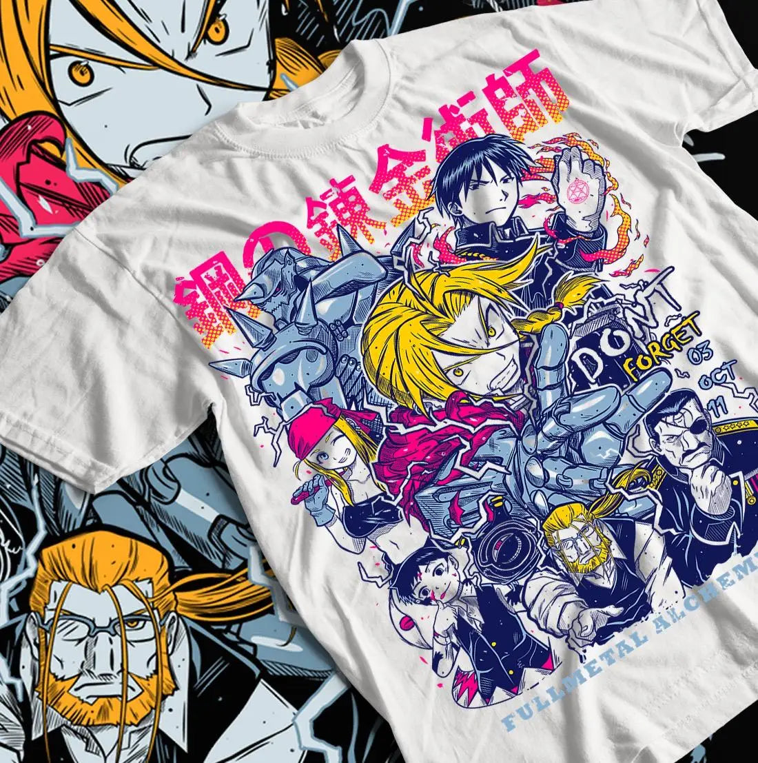 Classic Japan Anime FULLMETAL ALCHEMIST Manga Graphic Print T-shirt Men Women New Fashion O-neck Cotton Tee Oversized Casual Top