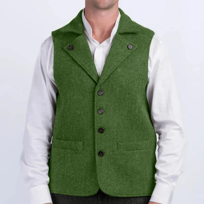 Men Vest Coffee Herringbone With Lapel Single Button Waistcoat For Wedding Party Commute Business Office Work Daily Casual Vest