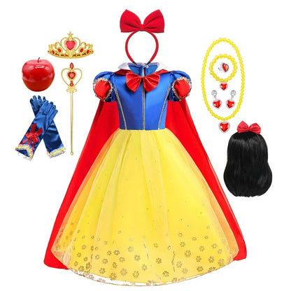 Girls Snow White Dress Kids Princess Dress Up Costumes Toddler Snow White And Huntsman Cosplay Clothing Birthday Party Outfits