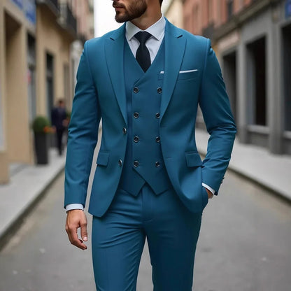 Four Seasons Wedding Groom Suit Big Size Business Formal Slim Fit Korean Style Three Piece Set Mens Tuxedo