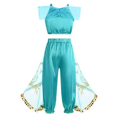 Jasmine Princess Dress for Girls Cosplay Aladdin Magic Lamp Costume Kids Halloween Birthday Carnival Party Vestidos