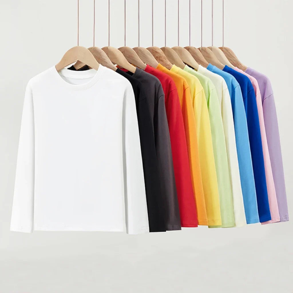 1pcs Spring Autumn Children's Pure Cotton Long Sleeve T-shirts Solid Color Boys Girls Tops Kids Baby Leisure Tee Student Clothes