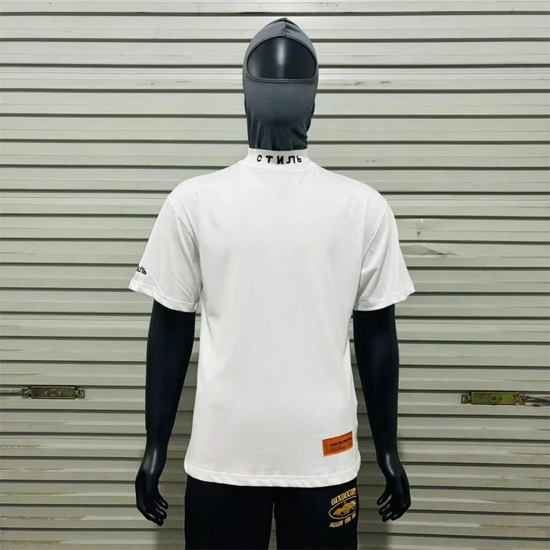 Black White Classic Letters Embroidery T-Shirt Men Women Simple Oversized Best Quality T Shirt Tops Casual Fashion Tees