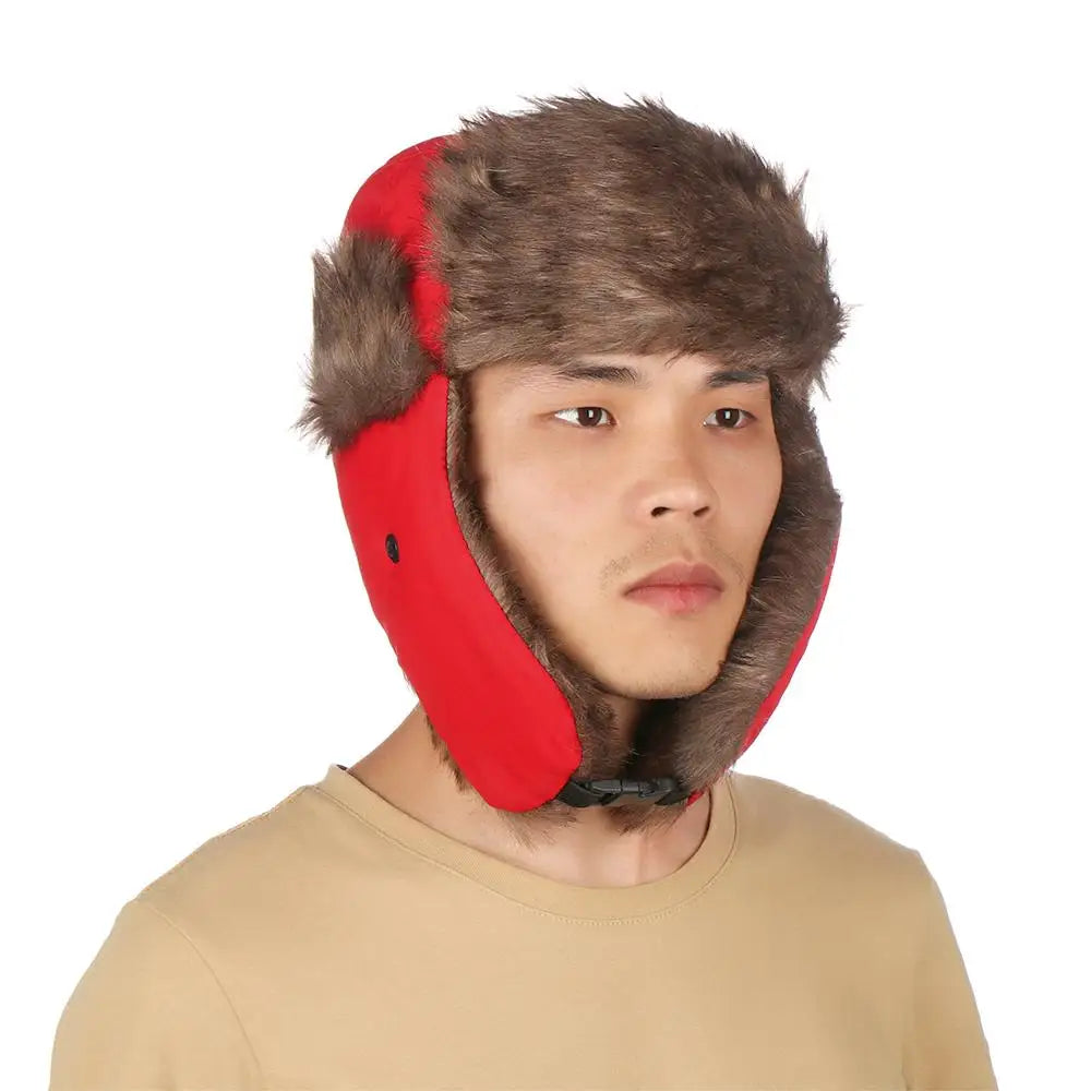 Men's Winter Trapper Aviator Trooper Earflap Warm Russian Waterproof Ski Hat Bomber Cap Russian Warm Ear Protectors Hats
