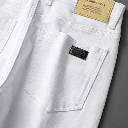 Men’s Korean Style Slim Straight Jeans Spring Cotton Stretch Denim Pants Comfort Fitted Casual Fashion Soft Male Daily Trousers