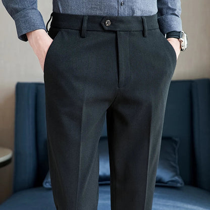 Autumn Winter Woolen Cloth Thickened Suit Pants High Quality Men Business Slim Trousers Formal Wear Office Social Dress Pants
