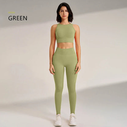 Yoga Clothing Set Women's High Waisted Leggings and Top Two Piece Seamless Fitness Exercise Clothing Fitness Underwear plus size