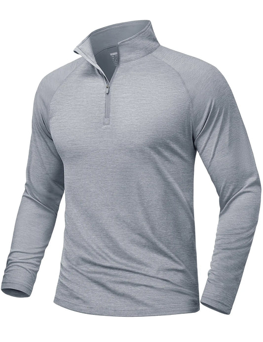 Sun Protection Long Sleeve Shirts Men's 1/4 Zip Up UPF 50+ Rash Guard Lightweight Quick Dry Fishing Running T-Shirts