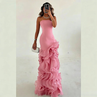 Elegant  Asymmetrical Prom Gown Tiered Layers Party Dress for Women Mermaid Evening Dresses Formal Occasion Dresses Customized