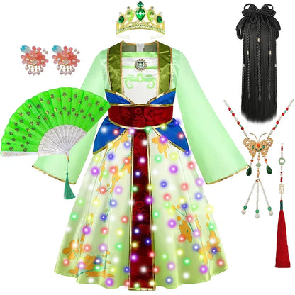 Girl Hua Mulan Princess Costume Children Chinese Hanfu Dress Costumes of Ancient Chinese Person Halloween Carnival Clothing