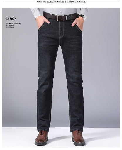 Brand 2026 New Men's Slim Elastic Jeans Fashion Business Classic Style  Denim Pants Trousers Male