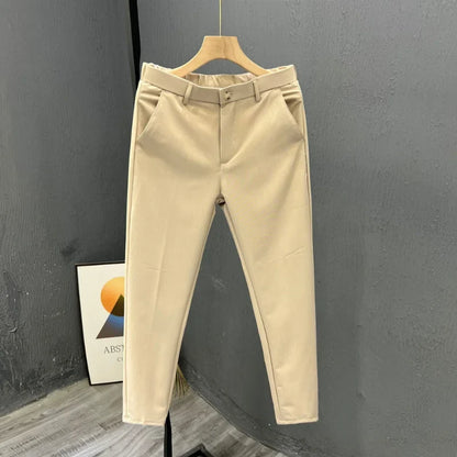 Men's Clothing Summer Fashion Business Casual All Match Suit Pants Formal Strecth Solid Straight Slim Trousers Pantalones Hombre