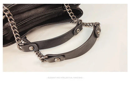 Studded Shoulder Bag for Women Leather Punk Style Rock Rivet Crossbody Bag Handbag with Chain Wallet Purse for Girls