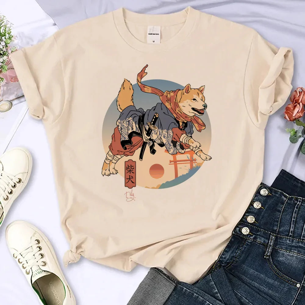 Shiba Inu top women anime tshirt female designer clothing