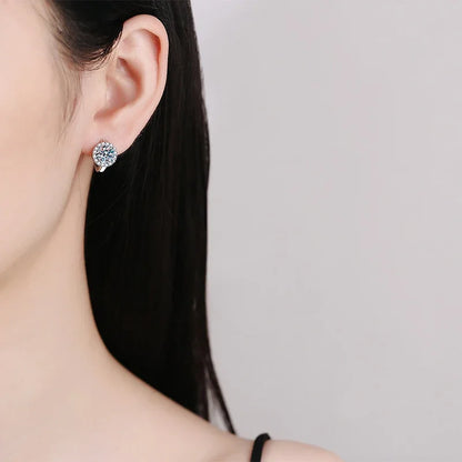 NeeTim 1ct 6.5mm Moissanite Earrings for Women S925 Sterling Silver with 18k Gold Plated Diamond Ear Studs Wedding Party Jewelry