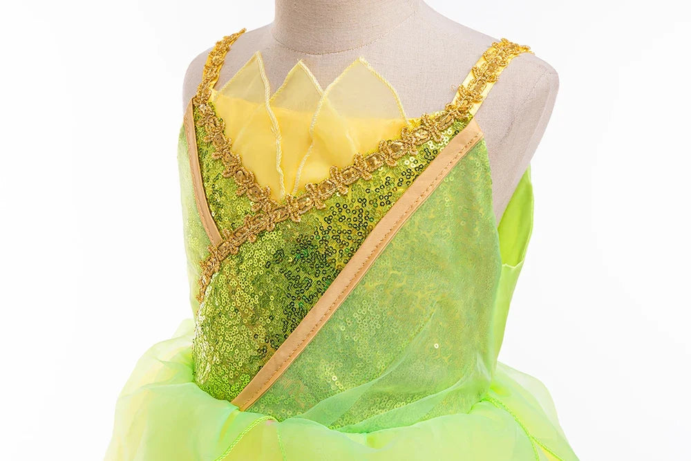 2026 Fairy Tale Fancy Princess and Frog Costume Play Tiana Ball Gown with Gloves Deluxe Suspender Dress 2 4 5 7 8Y Girl Carnival