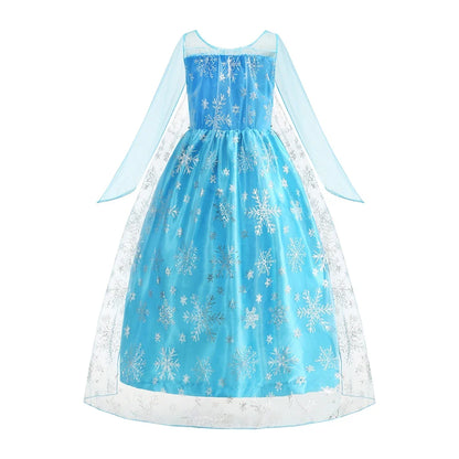 2026 Vestidos Snow Queen Princess Dress Girls Costume Halloween Kids Role-play Carnival Children Birthday Party Dress