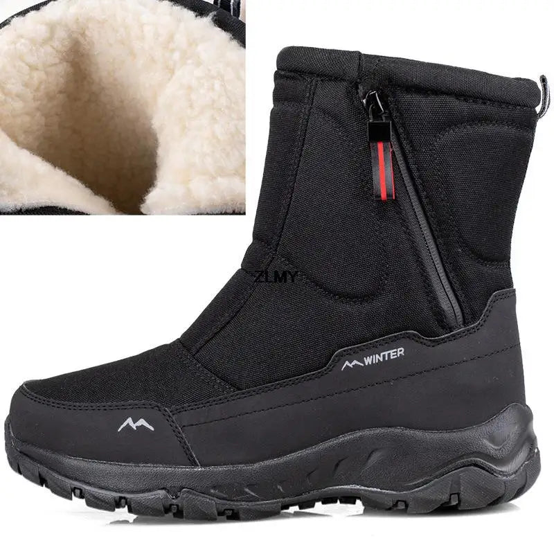 Waterproof Men Women Snow Boots High Top Ankle Winter Boots Platform Warm Plush Man Cutton Shoes Outdoor Non-slip Snowboots Male