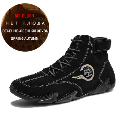 Winter Men Boots Suede Leather With Fur Ankle Boots Men Leisure Boots Keep Warm Western Boots Men Casual Sneakers Bota Masculina