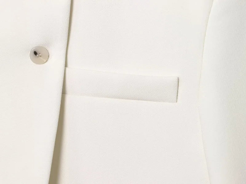 2025 autumn winter new professional women's simple fashion white short commuting zhongshan collar suit jacket