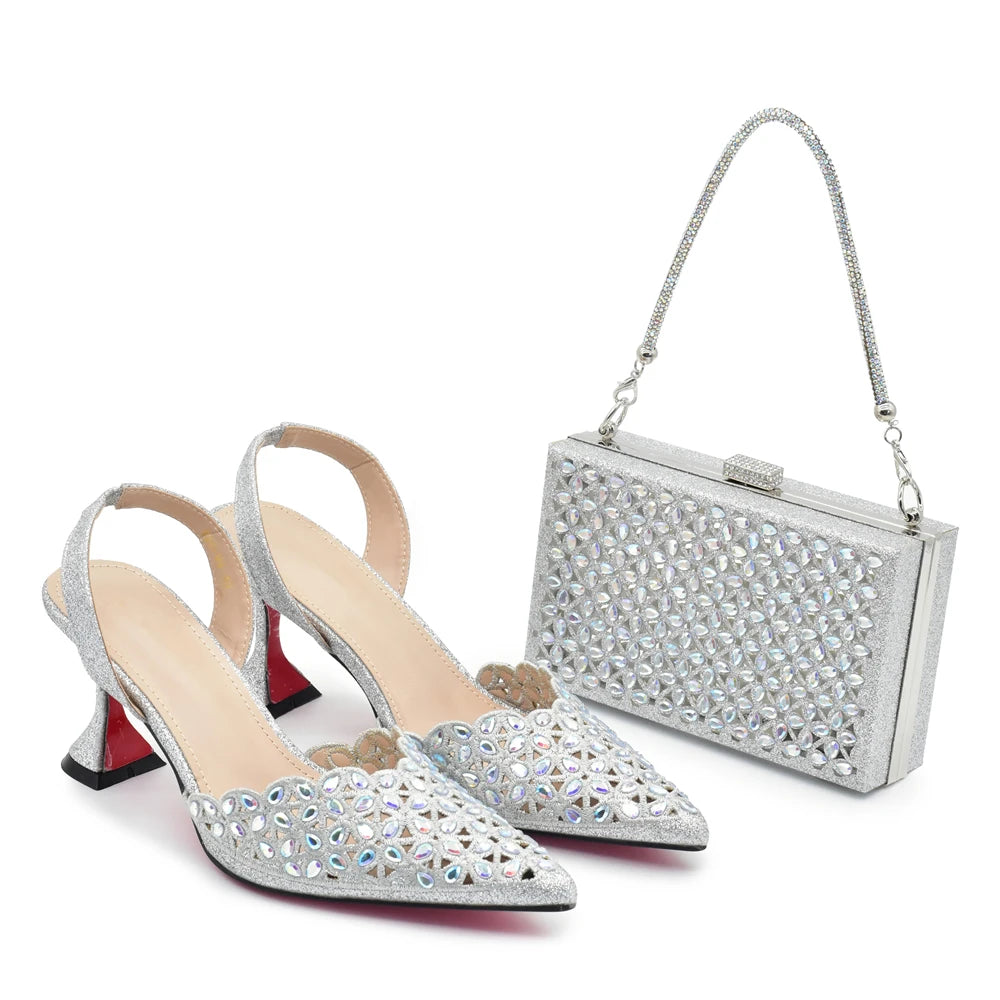 Latest Orange Designer Shoe and Bag Sets From Italy Shoe Woman Summer 2025 Wedding Fashion Party Shoes and Bag Match for Women