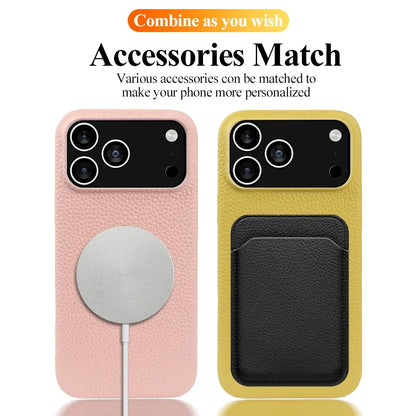 Luxury Magnetic Genuine Leather Case For iphone 17 Pro Max 16 15 14 13 12 11 for Magsafe Full Covered Phone Cases Back Cover