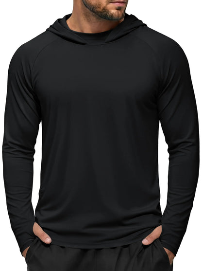 Men's UPF 50+ Hoodie Fishing Shirts Long Sleeve High Collar Mesh UV Sun Protection Rash Guard Swim Beach Running Hiking
