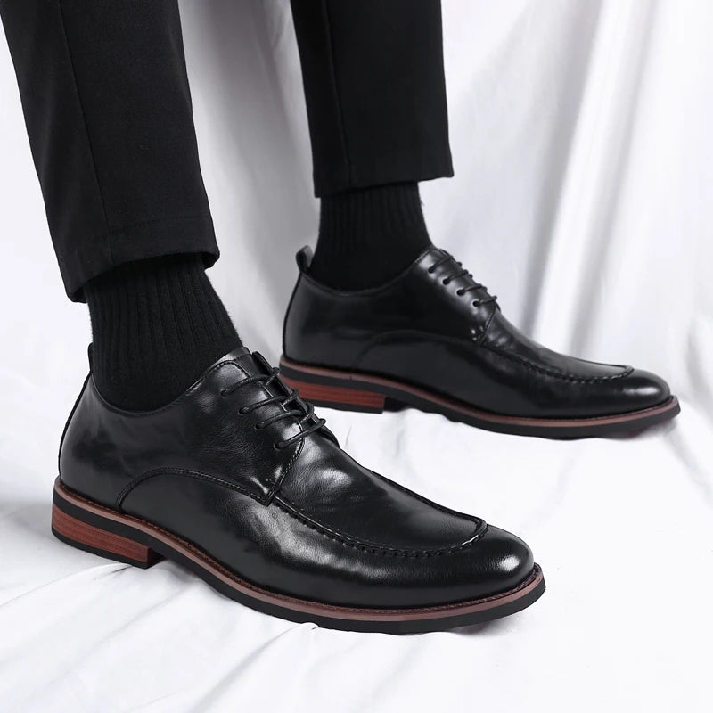 Italian Design Men's Oxford Business Shoes Formal Casual Leather Laces Lace-Up Anti-slip Flat Designer Shoes Comfy Walking Shoes