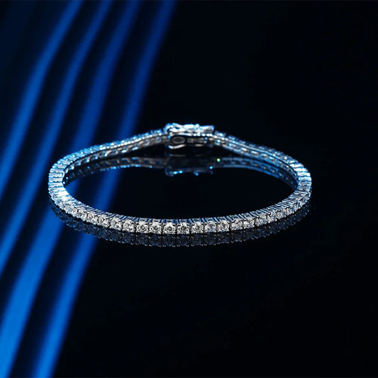 Bracelet de tennis en moissanite complète 0.06ct 2.5mm pour femme, en argent S925, chaîne de fête, bijoux fins étincelants, cadeau