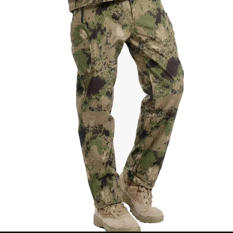 Tactical Pants Soft Shell Fleece Cargo Pants Men Hunting Pants Camouflage  Pant Casual Trousers Unisex Waterproof