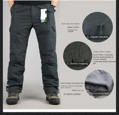 Tactical Fleece Pants Men Winter Outdoor Work Cargo Trousers Thicken Warm Baggy Long Trousers Male Multi-pocket Tactical Pants