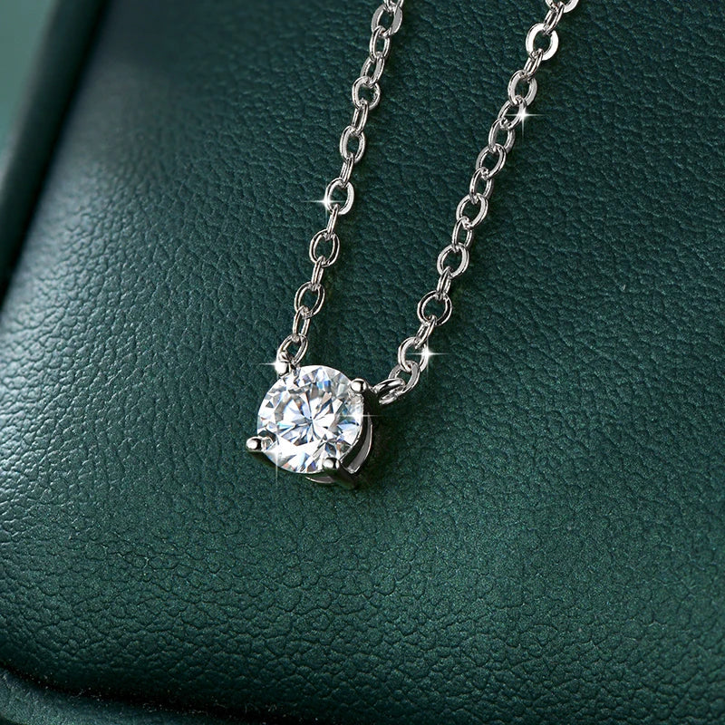 Certified 4mm/5mm Moissanite Pendant Necklace For Women Exquisite 14K Gold Filled Solitaire Drop Necklaces Jewelry Gift