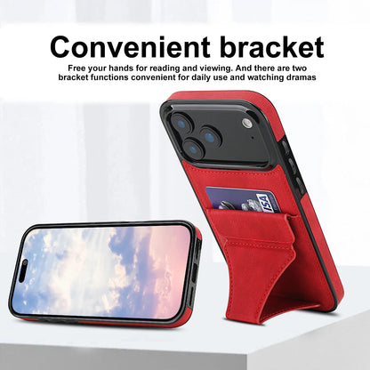 Foldable Kickstand Leather Phone Case For iPhone 17 Pro Max 16 Plus 15 14 13 12 Protective Credit Card Slots Kickstand Cover