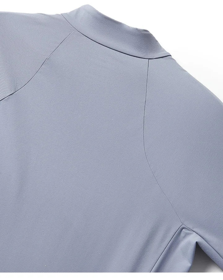 Men's Quick-Dry Half-Zip Long Sleeve T-Shirt – Breathable Four-Way Stretch Athletic Top with UPF50+ Cool Touch for Running & Gym